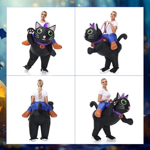 Inflatable Costume Cat for Adult Ride On Cat Blow Up Costumes,Funny