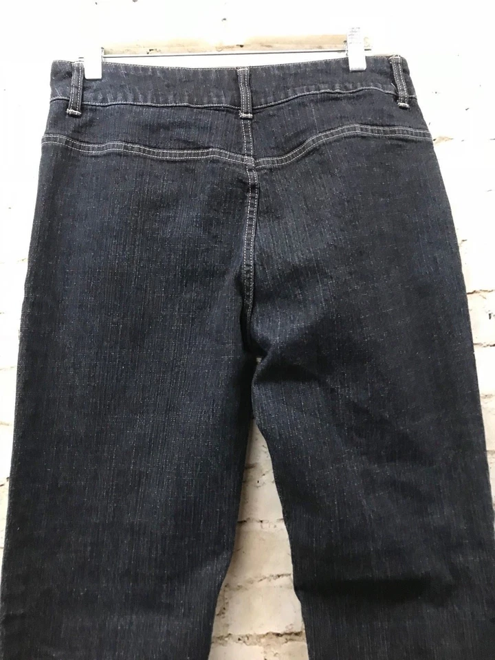 Halston Women's Size 8 Stretch Jeans Wide Leg Dark Wash GUC - Image 4 of 4