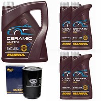 MotoröL Set Mannol 5W-40 Ceramic Ultra 9 Liter + ÖLfilter FüR Citroen Jumper 2.5