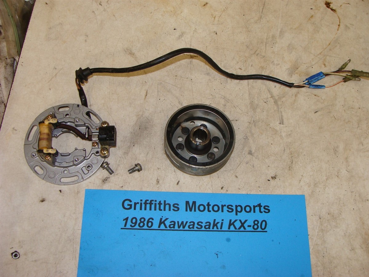 At.4点 1986 KAWASAKI KX80 stator magneto flywheel F4T801 F4T80171 | eBay