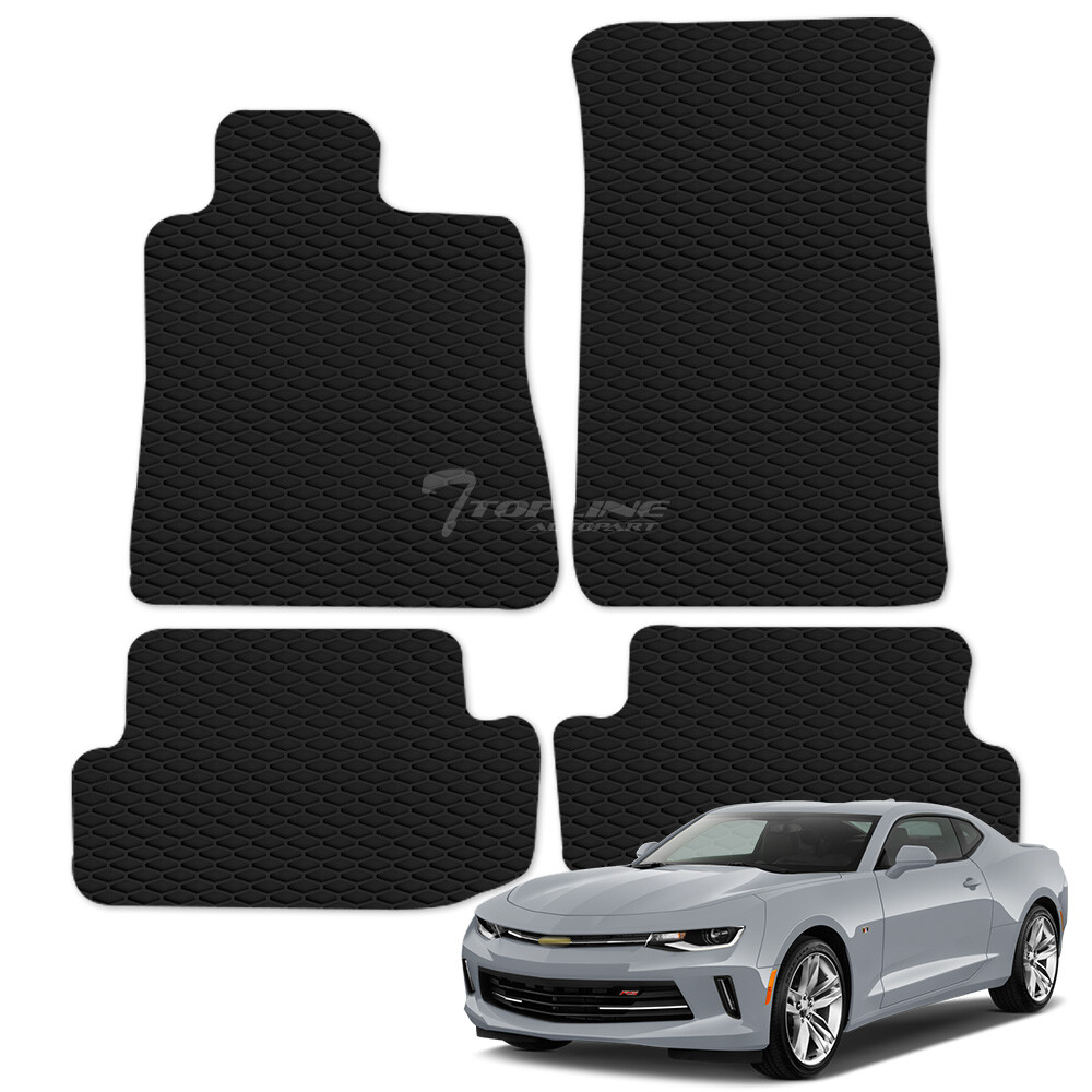 Topline For 2016-2021 Chevy Camaro Honeycomb Rubber All Weather Floor Mats 4pc
