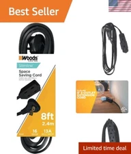 Compact 8-Foot Flat Extension Cord with 3 Outlets - Perfect for Indoor Use