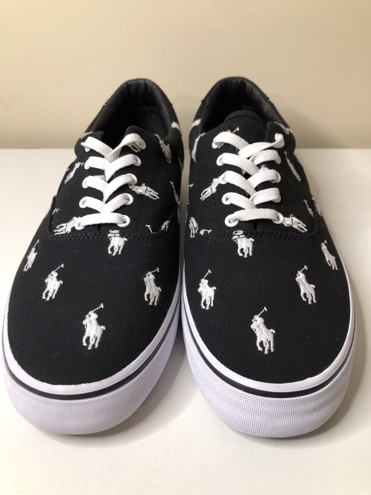 Polo Ralph Lauren da uomo Thorton allover pony taglia 13D tela nero bianco