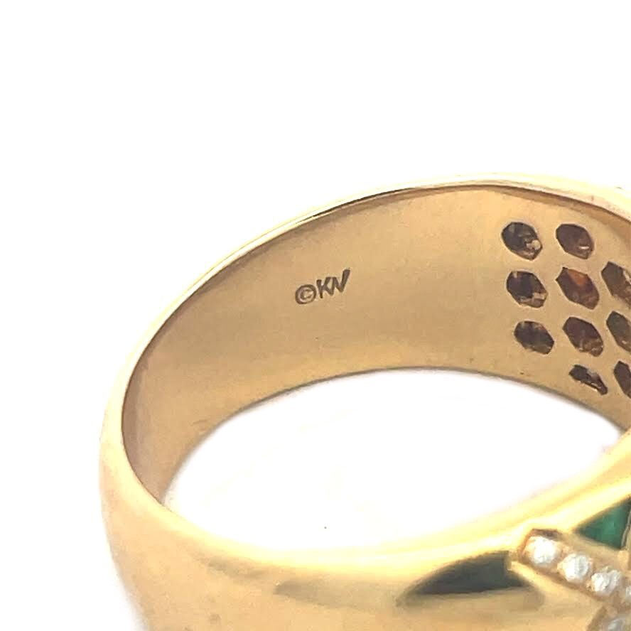 Kurt Wayne Diamond Emerald Ring Dome Diamond Desi… - image 8