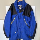Vtg 90s Blue Men’s Sz XL Ski Snowboard Jacket EDELWEISS BackBowl Stowaway Hooded