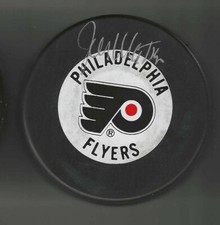 Joe Watson Signed Philadelphia Flyers Trench Puck Signed On Top