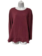 LOGO Lounge by Lori Goldstein Classic French Terry Top w/ Flounce Size L