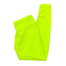 Yageshark Womens Plus Size 2XL Leggings Workout Pants Textured Neon Yellow