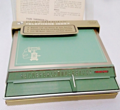 1960's Vintage MCM Avocado Green Park Sherman Telephone Index Never Used NOS
