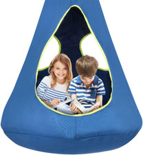 Kids Nest Swing Chair - Indoor/Outdoor Hammock for Ages 3-12 Blue 