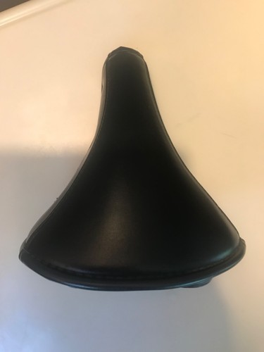 Sillín de asiento de bicicleta Cycle Pro cromado doble resorte cuero negro remache bicicleta de colección - Imagen 4 de 12