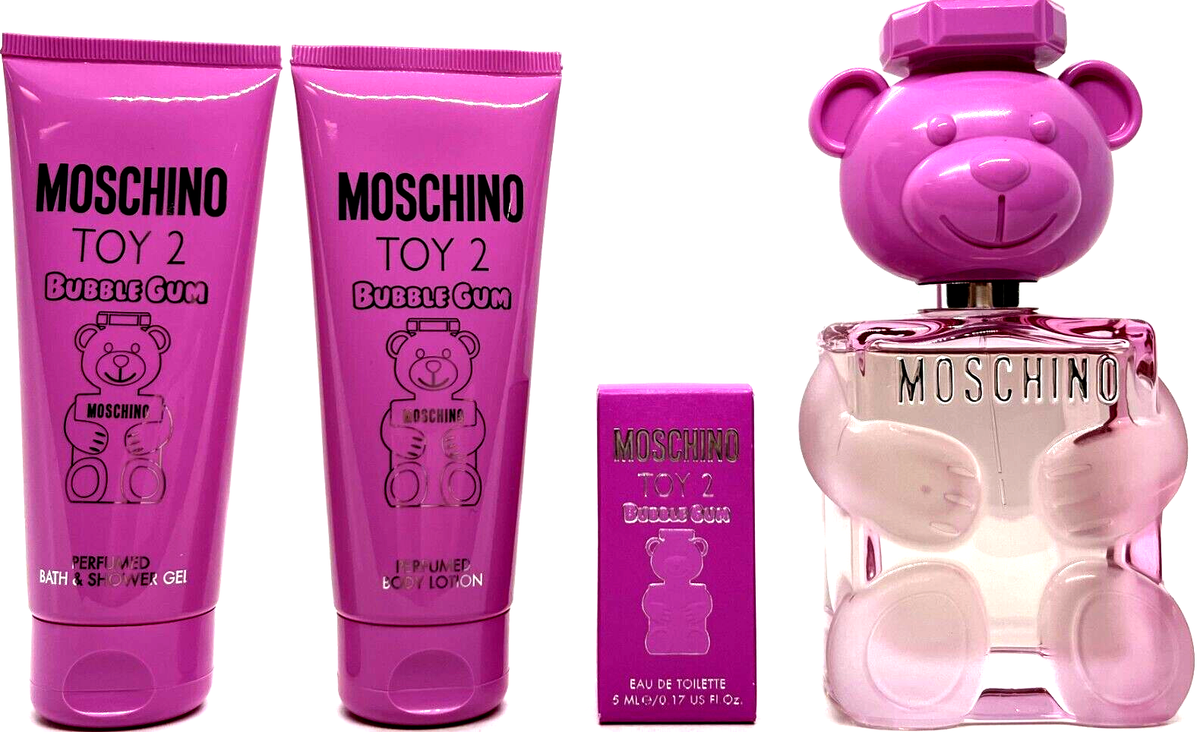 MOSCHINO TOY 2 BUBBLE GUM 4 PCS SET 3.4 Oz EDT, MINI, BODY