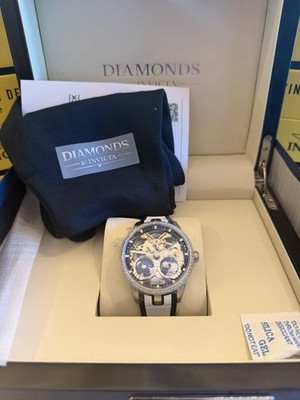 Invicta Diamonds Objet D Art 45.5mm Stainless/White Leather 