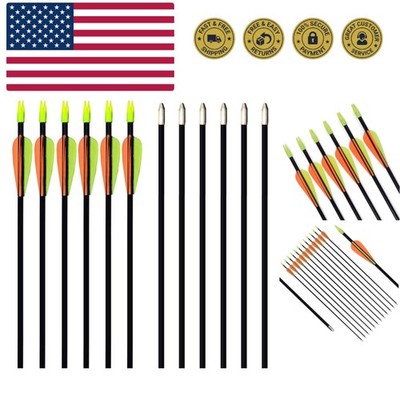 Lightweight 28-Inch Fiberglass Target Practice Arrows for Recurve Bow - 12 Pack