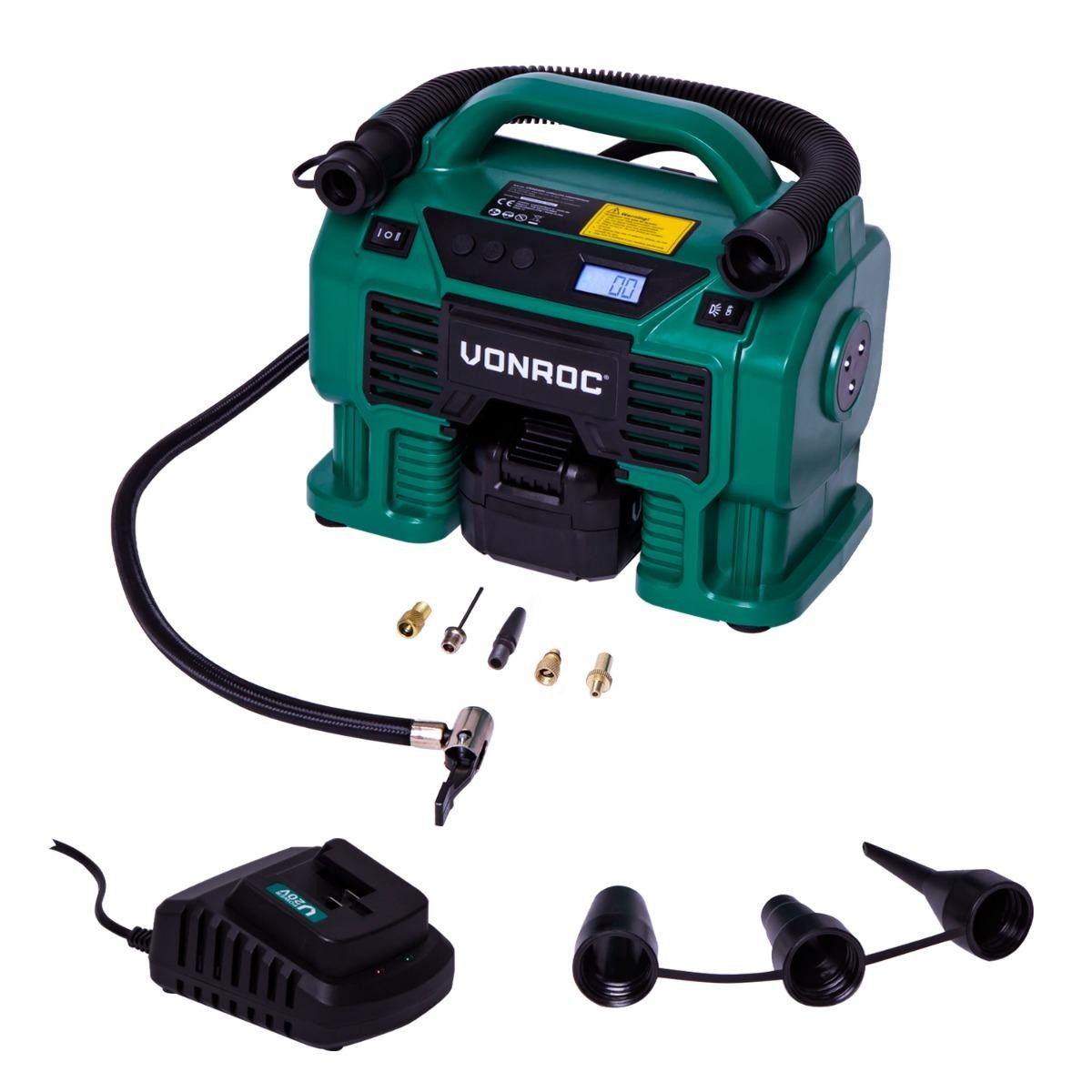 Luftpumpe Kompressor - Akku, 20V, tragbar, Auto & Fahrrad VONROC