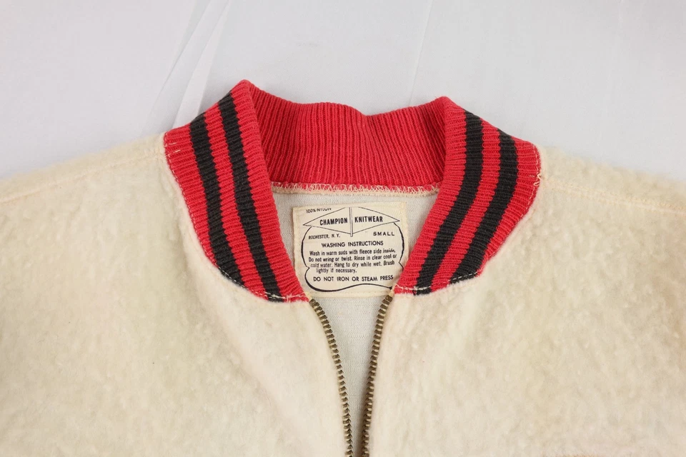 VTG 40s Champion Knitwear USA XS Zippered Nylon Sweatshirt Reedsport Swim Club - Image 3 of 4