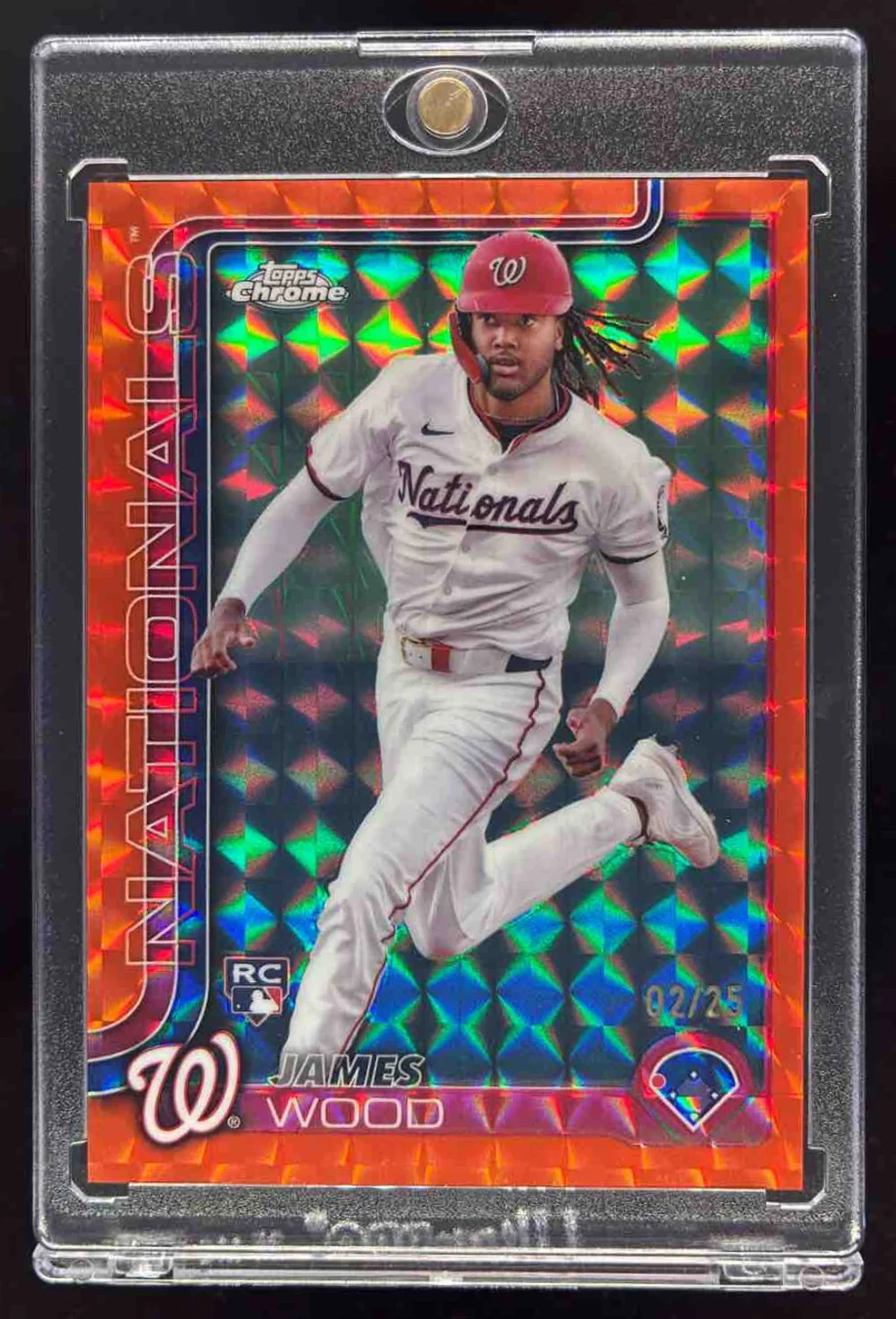 2025 Topps Chrome Orange Geometric Refractor #132 James Wood RC /25