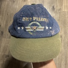 90s OshKosh Hat Baseball Cap Denim B Gosh 4-7 Youth Kids Quilted Sky Pilot