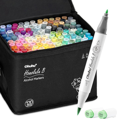 Markers Brush Tip -Double Tipped Art Marker Set for Artist Adults Coloring Illus