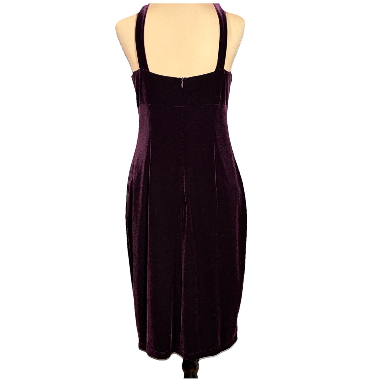 Vintage David Meister Wine Burgundy Velvet Dress Sz 8 USA Made Holiday Party