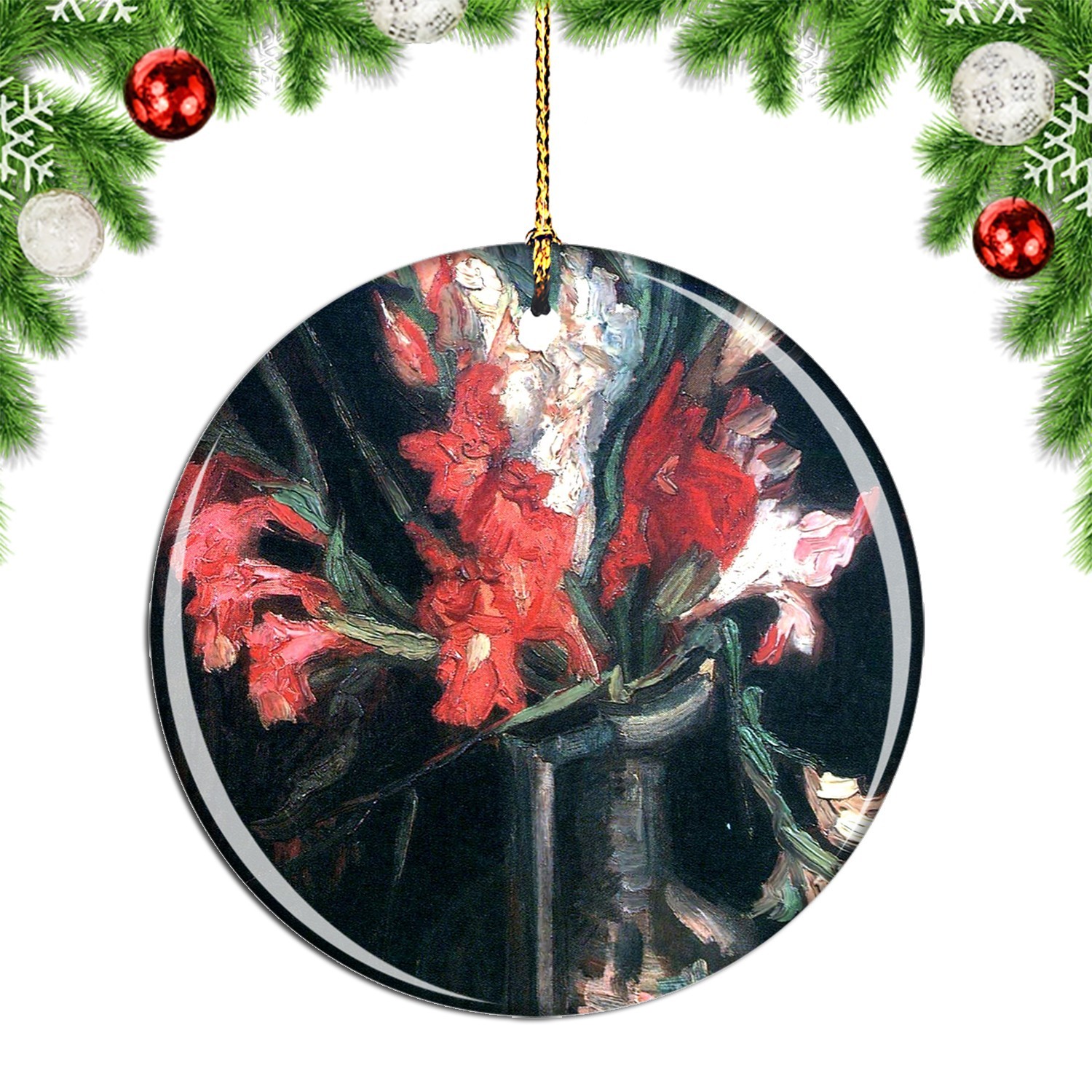 Van Gogh Vase With Red Gladioli Painting Christmas ornament city travel souvenir