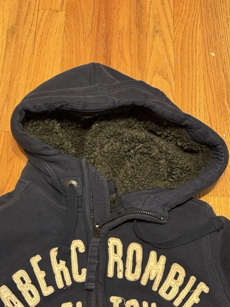 Y2K Abercrombie Fitch Hoodie Mens M Wolf Jaw Jacket Full Zip Heavy