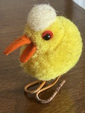 Rare Antique Steiff Wool Mini Pom Pom Yellow Chick Duck Metal Feet 2 NO ID Cute