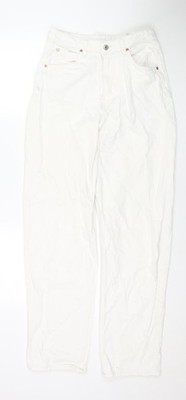 H&M Damen weiße Baumwolle gerade Jeans Größe 8 L31 normaler Reißverschluss