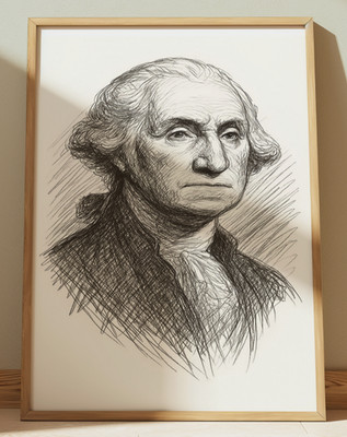GEORGE WASHINGTON DRAWING PRINT SKETCH PORTRAIT 8'' x 10''  WASHINGTON WALL ART