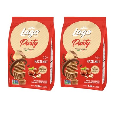 Gastone Lago Party Wafers Hazelnut Cream Filling 8.82 oz, 250g (Pack of 2) (Haze