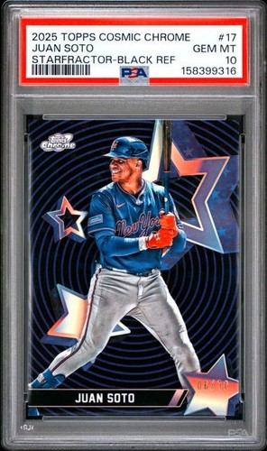 2025 TOPPS JUAN SOTO PSA 10 • Cosmic Chrome Starfractor Black Refractor #17 /10