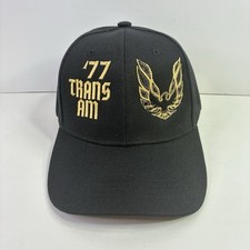 1977 Pontiac Trans Am Hat 77 Black Gold Baseball Cap Firebird Embroidered