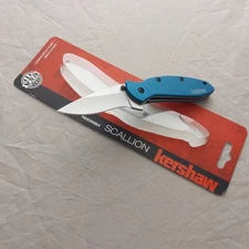 Kershaw Scallion Linerlock A/O Blue Cl Folding Stainless Pocket Knife 1620NBX