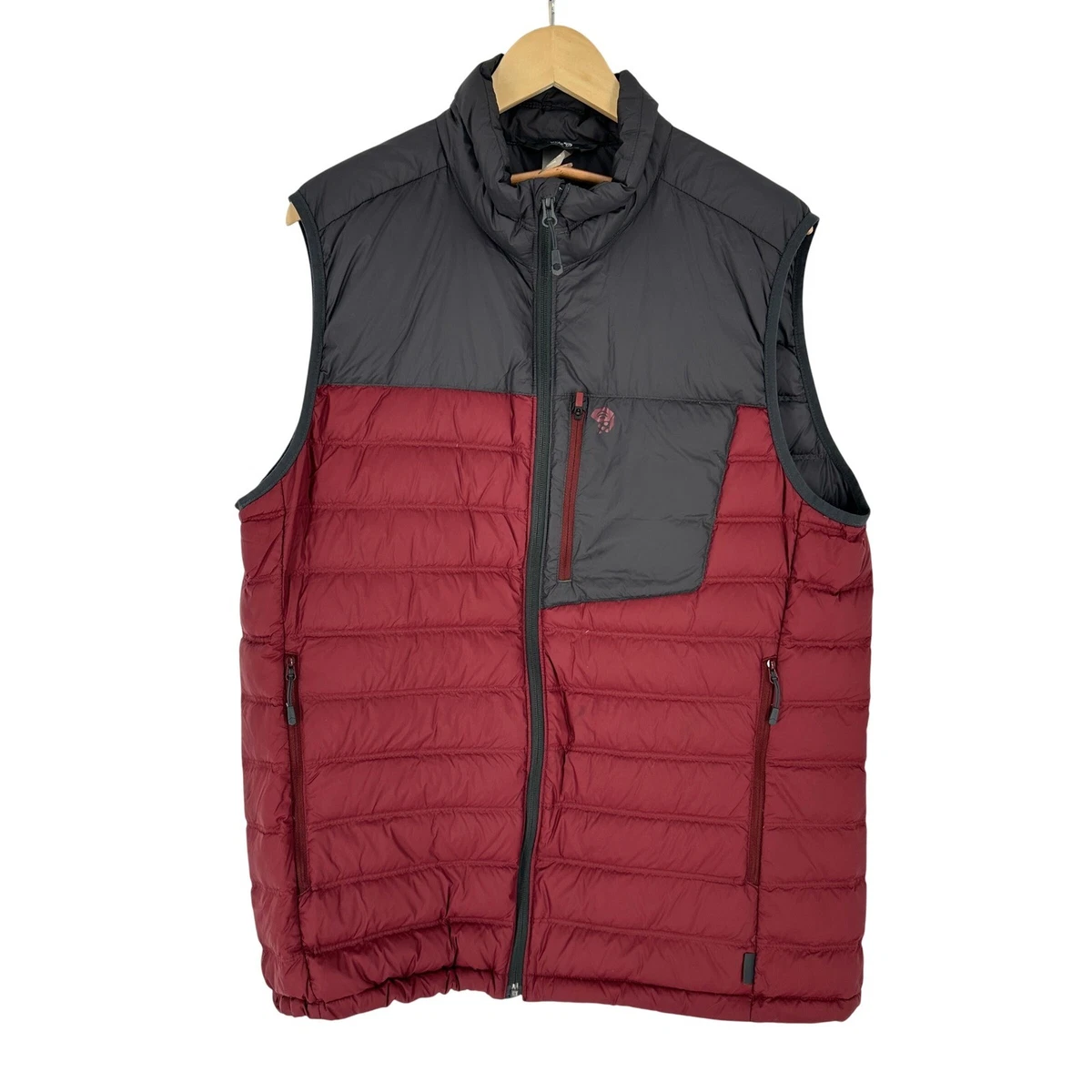Mountain Hardwear◇ダウンベスト/L/ナイロン/RED/無地