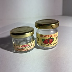 Pair Of Empty Mini Glass Jars Baxters Scotts Trinkets Holders Crafts Storage
