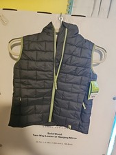 NWT Lake Trail Boys Size M 8 Dark Gray Puffer Vest Green Trim Zip Pockets