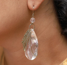 QVC Teardrop Clear Crystal & Draped Chain Earrings