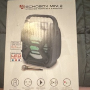 Echobox Mini 2 Portable Karaoke System Bluetooth LED TWS w/ Microphone Black