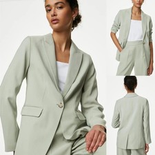 New Marks & Spencer Straight Single Breasted Blazer in Soft Green £69 10-24