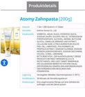 ATOMY Zahnpasta mit Propolis Extrakt Xylit Grüntee Extrakt  200 g x 5 Tuben