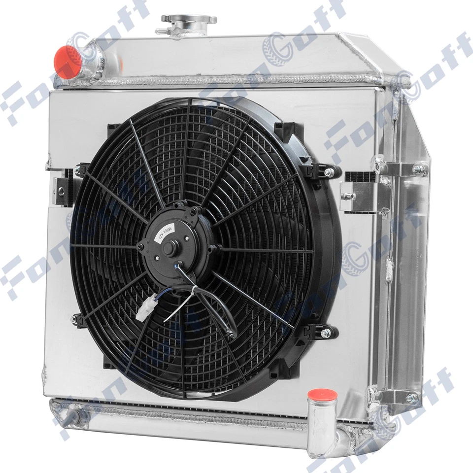 Ventilador de cubierta de radiador de aluminio de 2 filas para Plymouth Fury Belvedere Suburban 1955-1956 Foto 2 de 4