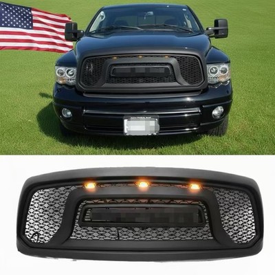 For 2002-2005 Dodge Ram 1500 Front Grille Grill Bumper Hood Mesh W/Letters & LED