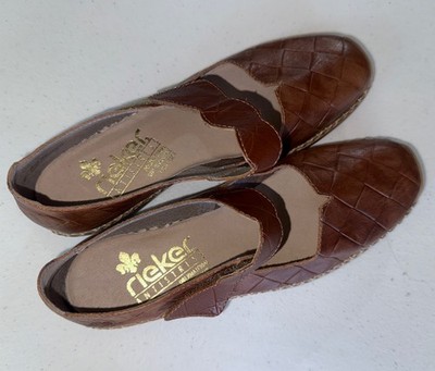 Rieker Antistress Mary Jane Comfort Shoes Brown Leather Hook Loop Womens EU 39