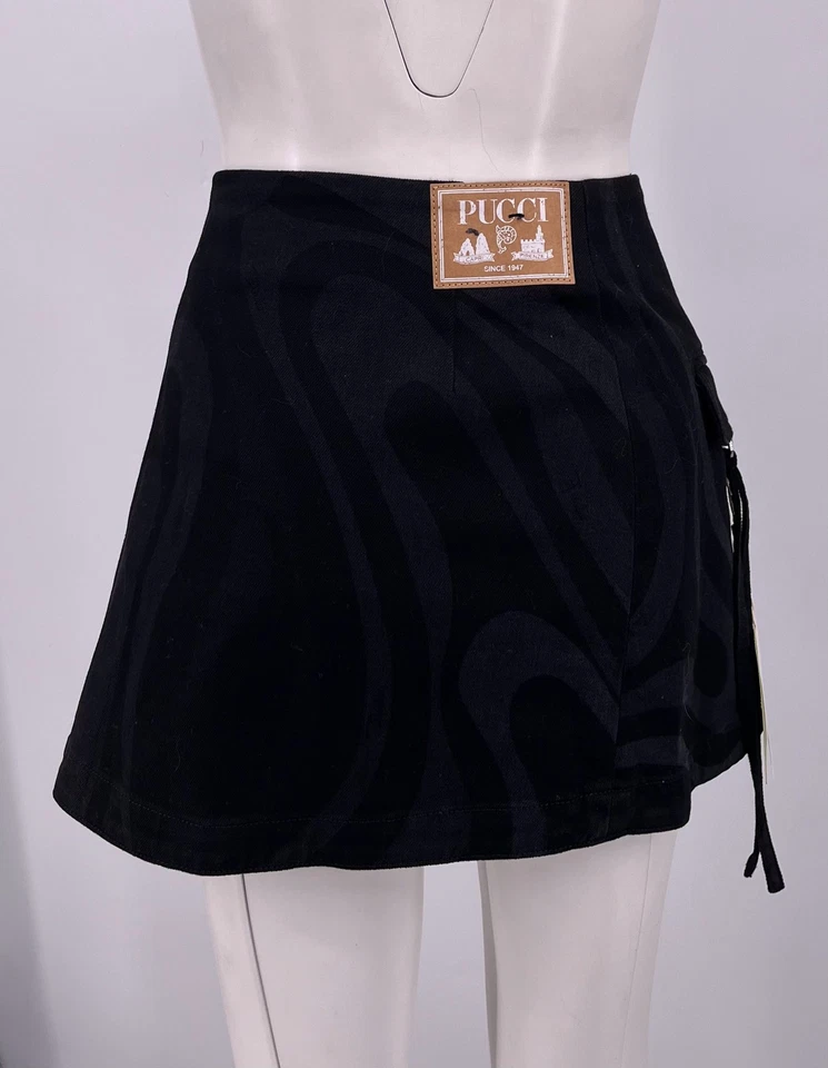 Minifalda envolvente de mezclilla con estampado ondulado Pucci RETAIl-$890 talla 42 NUEVA Foto 4 de 4