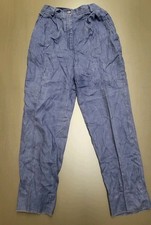 Vintage Rafaella Womens Sz 10 Blue 100 Linen Tapered Wide Leg Pants