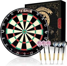 Dart Board,Sisal Dart Board Set for Adults,Bristle Steel Tip Dartboard,Professio
