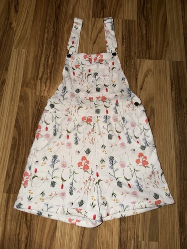 Cider XS Floral Corduroy Romper Cream Overalls Short