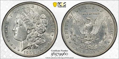 1903 Morgan Silver Dollar PCGS Gold Shield AU53