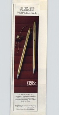 1988 Vintage Print Ad 18 Karat Gold Cross Pen Magazine Advertisement Promo Art