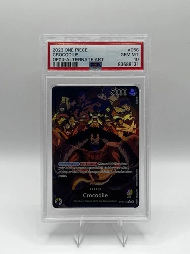 One Piece Crocodile OP04-058 Alt Art Leader Kingdoms of Intrigue PSA 10 English